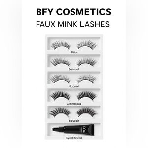 BFY COSMETICS
Faux Mink Lashes · 6-Pack Set with Eyelash Glue